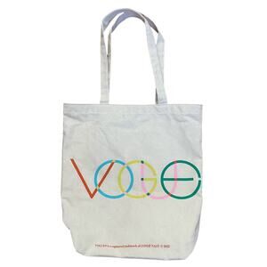 Vogue Magazine Natural Cotton Canvas Rainbow Graphic Tote Bag